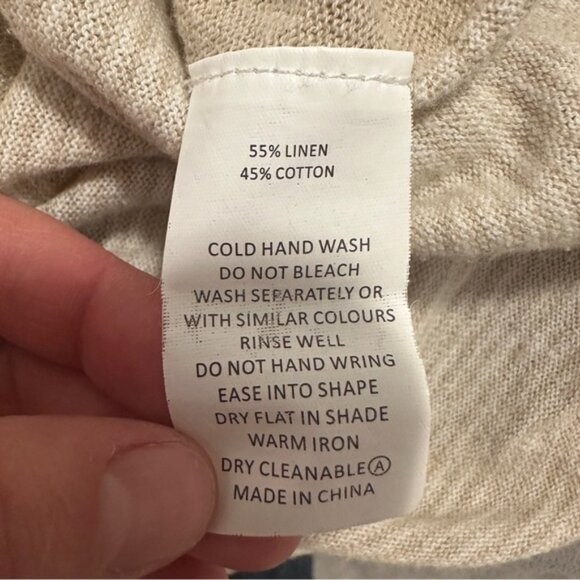 Zaket & Plover Cream Stripe Linen Blend Long Sleeve T-shirt Size Large Women’s - Picture 12 of 12